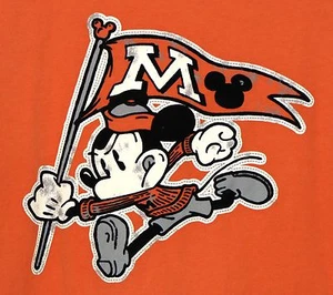 T-shirt 2 lati Disney Parks Topolino stile vintage arancione medio invecchiato - Foto 1 di 10