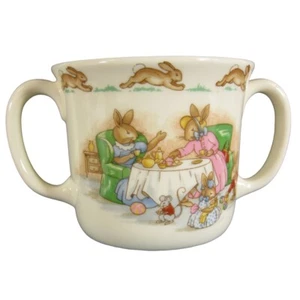 Royal Doulton Bunnykins Hug A Mug AFTERNOON TEA 2 Handled Bone China England - Picture 1 of 5