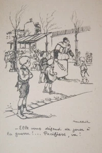 POULBOT COUR D'ECOLE GUERRE GOSSES GRAVURE 1918 P10 - Picture 1 of 1