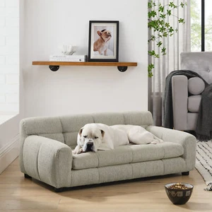 Fabric Dog Couch Sofa Pet Bed for Medium and Large Dogs W/ Backrest and Armrests - Picture 1 of 31