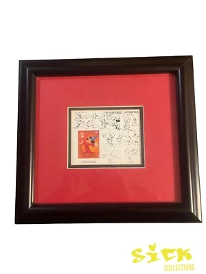 MICKEY MOUSE "Sorcerer's Apprentice ltd edition stamp framed matted COA 1992 - Image 1 of 3