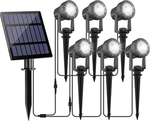 Solar Spot Lights Outdoor, Solar Landscape Spotlights IP65 Waterproof 9.8Ft Cabl - Picture 1 of 12