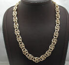 Technibond Textured Byzantine Chain Necklace 14K Yellow Gold Plated Silver