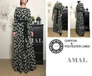 32❤️AMAL Muslim Women Fully lined Chiffon Dress Maxi Islamic Dress USA - Picture 1 of 5