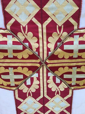 Cappa Casula Liturgica Ricamo Prete Aube Antico 6 - Immagine 1 di 4