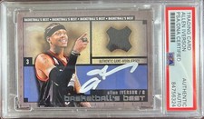 Allen Iverson auto card Fleer Showcase #3 Game Used Philadelphia 76ers PSA Encap