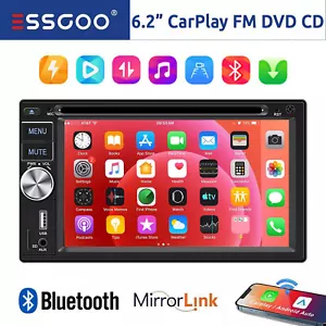 Reproductor de CD/DVD doble 2 DIN CarPlay coche radio estéreo navegación GPS AUX/AM/FM TF - Imagen 1 de 15