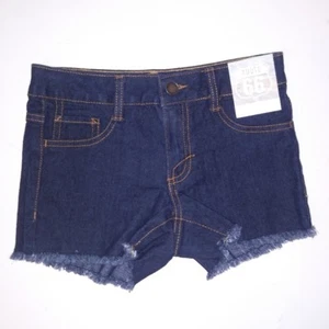 Route 66 Girls Shorts Size 8 Dark Wash Denim Frayed Cutoff Kids New - Picture 1 of 6