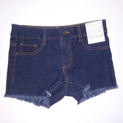 Pantalones Cortos Route 66 Niñas Talla 8 Denim Lavado Oscuro Corte Deshilachado Niños Nuevos Foto 1 de 4