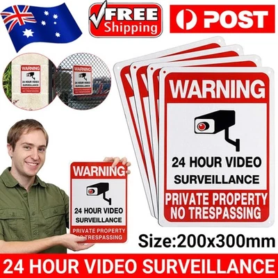 2PCS 24 Hour Video Surveillance Private Property No Trespassing Security Signs - image 1 of 4