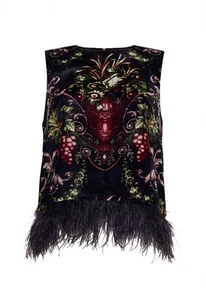 Cara Cara Noah Top Black Fleur Feathers Size M BNWT - Picture 1 of 9