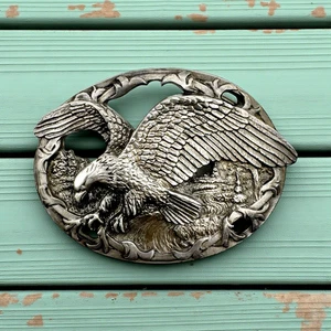 AGUILA VOLADORA CALVA AMERICANA Pájaro De Colección EE. UU. Hebilla de cinturón plateada Patriótica - Imagen 1 de 16