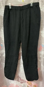 SAKS FIFTH AVENUE Pull On 100% TencelElastic Waist  Pants Womens Sz  Large Black - Picture 1 of 14