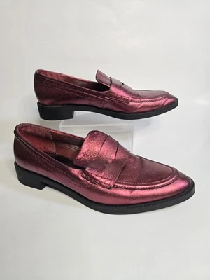 Mocasines Zara para mujer metálicos borgoña Penny talla 7 Foto 1 de 4