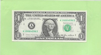 1985 ..UNCIRC $1  A 1066 4096 D  .... 1985  $1  A-D       NICE NOTE      FRN - Image 1 of 2