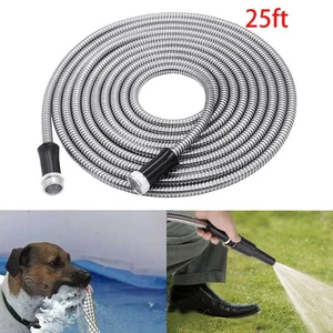 LABLT 25FT Stainless Steel Metal Garden Water Hose Flexible For Garden Cleaning - Bild 1 von 7