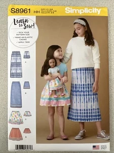 UNCUT Simplicity S8961 Girls & 18" Doll Skirts Variation HH (3-6) Sewing Pattern - Picture 1 of 3