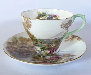 Vintage c1950 Shelley "Heather" Teetasse und Untertasse, Muster #13419 - Bild 1 von 6