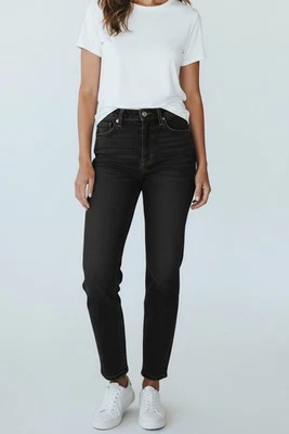 Jeans Eileen Fisher Talla 2 Negro Carbón Algodón Orgánico Elástico Denim Dinero Antiguo Foto 1 de 4