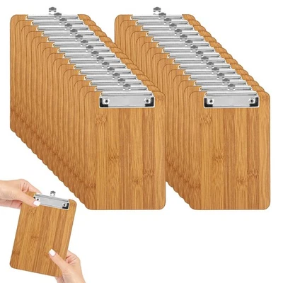 30 Pcs Mini Clipboard, 8" x 4" Check Presenters, Natural Wooden Server Note P... - Image 1 of 4