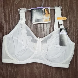 Bali Bra 42DD Flower Comfort-U White DF0180 Underwire New With Tags - Picture 1 of 5