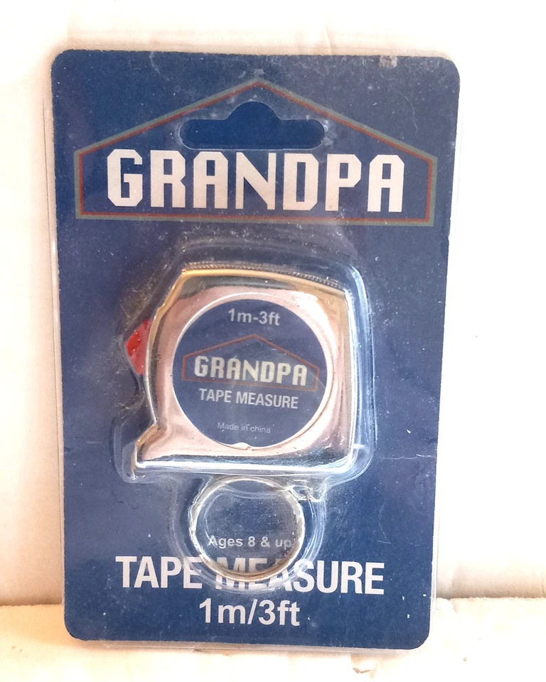 GRANDPA 1 1/2" X 1 1/2" POCKET LOCKING TAPE MEASURE 3FT -1M RING KEYYCHAIN - Image 1 of 1