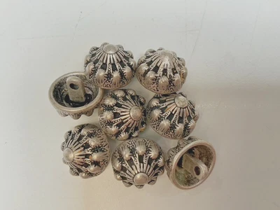 flower buttons metal silver tone 5/8" shank 5 pcs - Image 1 of 2