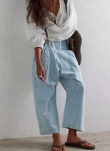 Pantaloni harem crop lunan WE THE FREE in lavaggio leggero taglia XS donna boho casual - Foto 1 di 8