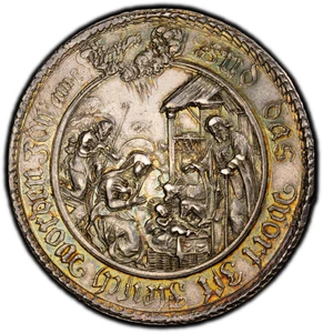 GERMANY. Munster. 2 Taler 1647-EK. PCGS AU58. Nativity Scene / City View. RARE. - Picture 1 of 3
