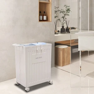 Armario de almacenamiento extraíble PP con ruedas caja de almacenamiento plegable blanco 39*25*52,5 cm - Imagen 1 de 18