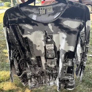 Top de algodón 3/4 de colección Take Two para mujer 1X Times Square Scene - Imagen 1 de 9