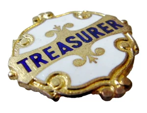 Treasurer Masonic Brass Enamel Pin Badge 3x3cm - Picture 1 of 3