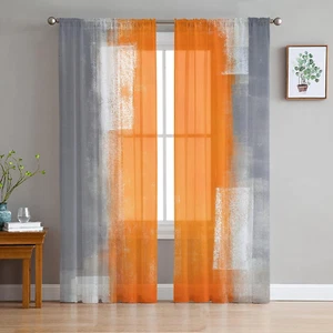 Semi Sheer Curtains 84 Inches Long for Living Room,Rod Pocket Voile Drapes Bedro - Picture 1 of 7