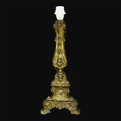 GRANDE LAMPE D’AUTEL PIQUE-CIERGE LAITON DE STYLE LOUIS XIV H:52cm - Photo 1/4