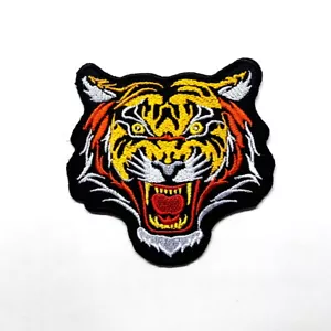 Wild Tiger Face Patch Animal Head Embroidery Artwork Emblem for Iron on Fabric - Picture 1 of 10