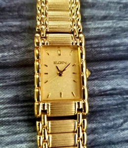 Elgin Lord Ladies Watch Vintage Retro Gold Tank New Battery - Picture 1 of 6