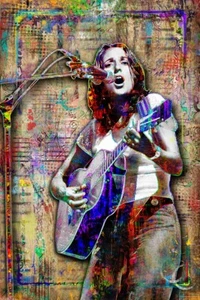 Joan Baez 13x19inch Poster, Joan Baez Tribute Pop Art Print Free Shipping US - Picture 1 of 8