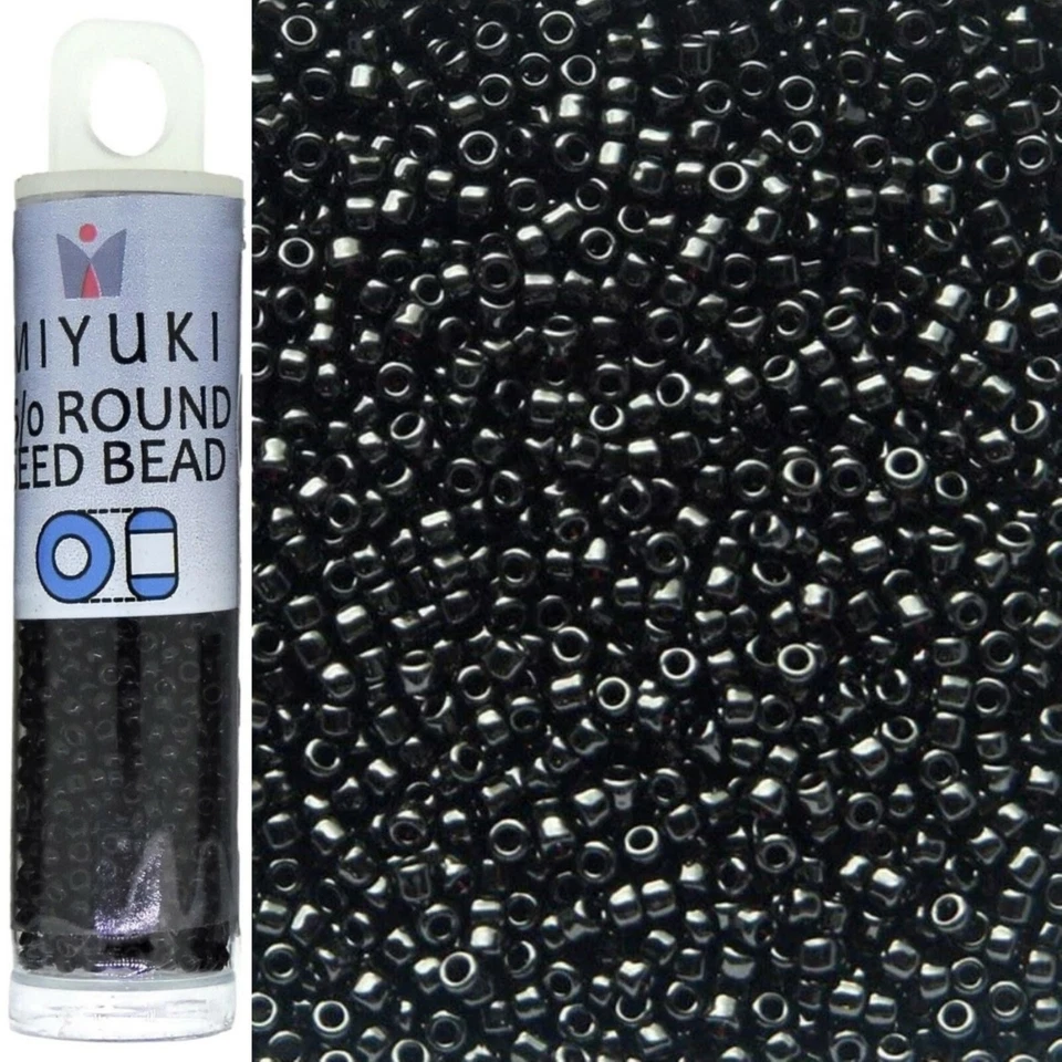 Miyuki Round Seed Beads Size 15/0 Opaque Black 8.2 Gram Tube (15-401)