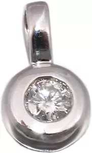 Anhänger Solitär Brillant 0.10 carat w/p2 Weißgold 585 14kt Zargenfassung - Bild 1 von 5