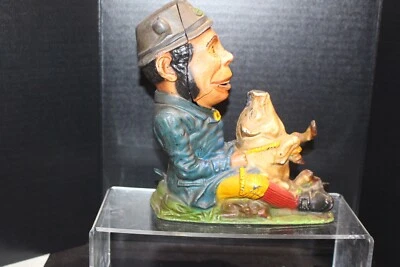 Vintage Patty and the Pig Cast Iron Mechanical Bank  Book Of Knowledge Repro. - Image 1 of 4