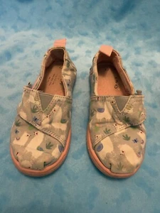TOMS Alpargata Slip On Vel-cro Kids Loveable Alpaca Llamas US 7 Canvas Gray flat - Picture 1 of 9