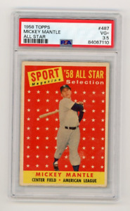 1958 Topps Mickey Mantle #487 All Star PSA 3.5 VG+ New York Yankees