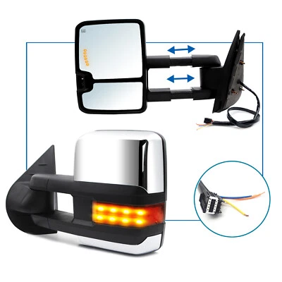 Pair Towing Mirrors for 2007-2013 Silverado Sierra Power Heated Signal Chrome Foto 1 de 4
