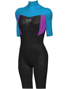 Crystal Girls 2mm Springsuit Shorty Kids Wetsuit - Black/Blue - Picture 1 of 7