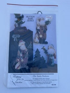 12” Antique Santa Shirt Design Keeping Stitches CUT Pattern Ole Santy Buttons - Picture 1 of 2