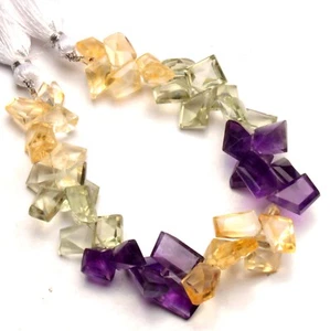Citrine, Amethyst and Prasiolite 11 to 12 mm Size Jewelry Making Beads 7" - Picture 1 of 6