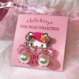 Tarina Tarantino Pink Head Hello Kitty Earrings Ribbon New W/ Tags Kawaii Cute - Picture 1 of 5
