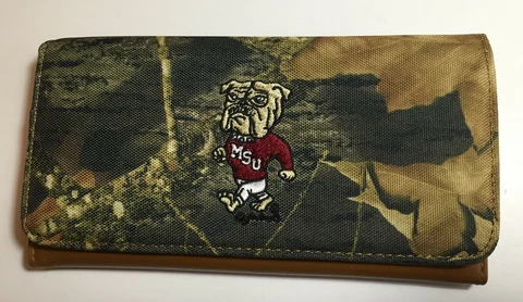 Mississippi State Bulldogs Camo Saddle Wallet Removable Checkbook Holder Cover