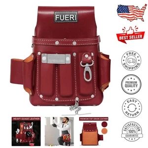 Versatile Electrician Tool Pouch - High Quality Leather, 4 Functional Pockets - Picture 1 of 10