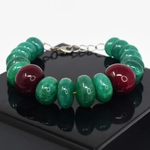407 Cts Earth Mined 7" Long Ruby & Emerald Beaded Womens Bracelet JK-46E346 - Picture 1 of 3